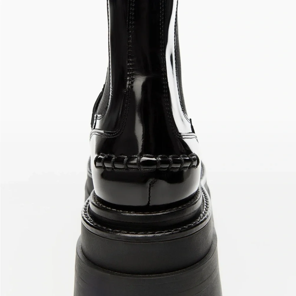 Alexander Wang Carter platform ankle boots in black leather - Picture 2 of 11